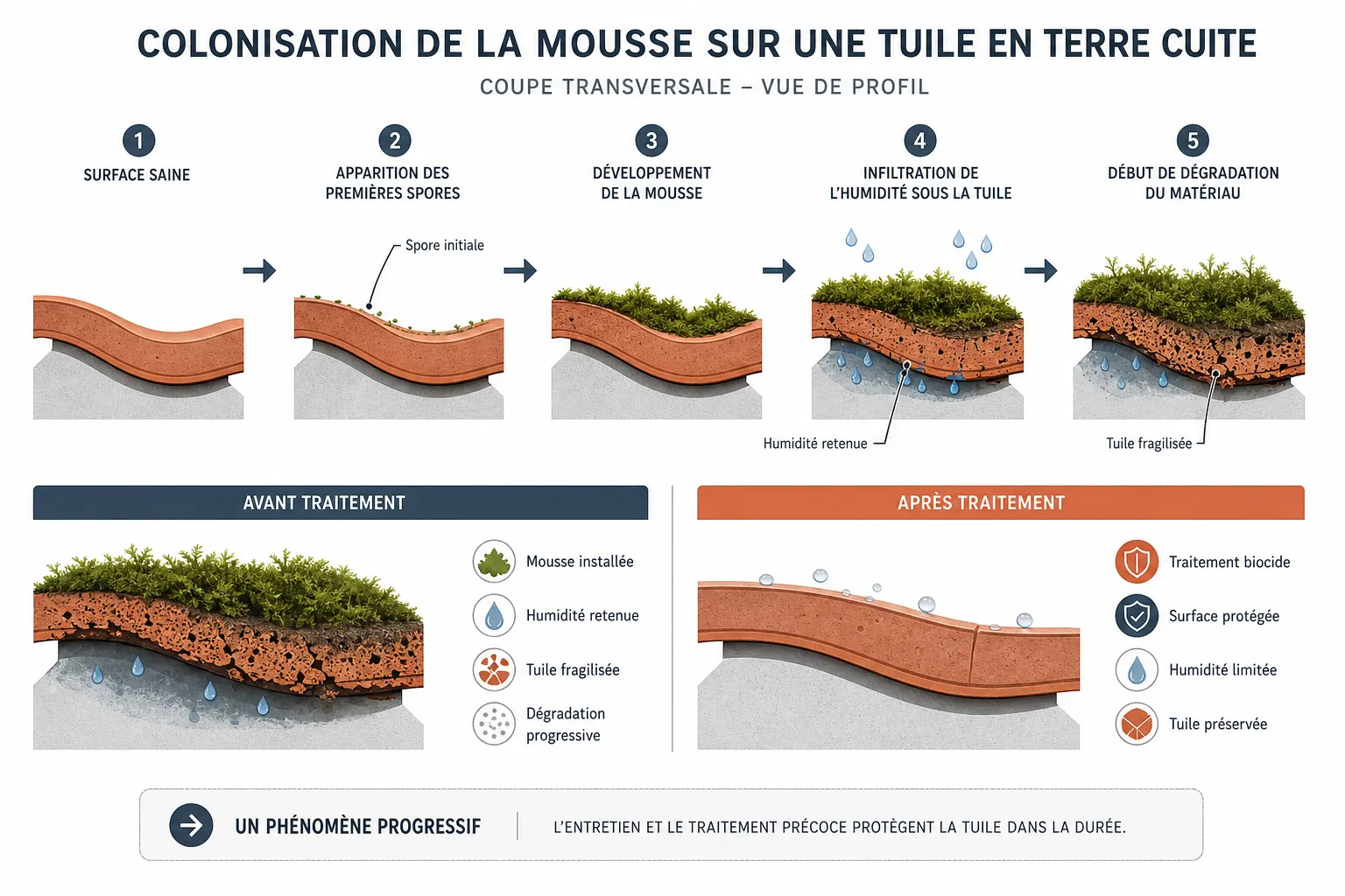 Mousse sur toiture à Pithiviers : causes et solutions