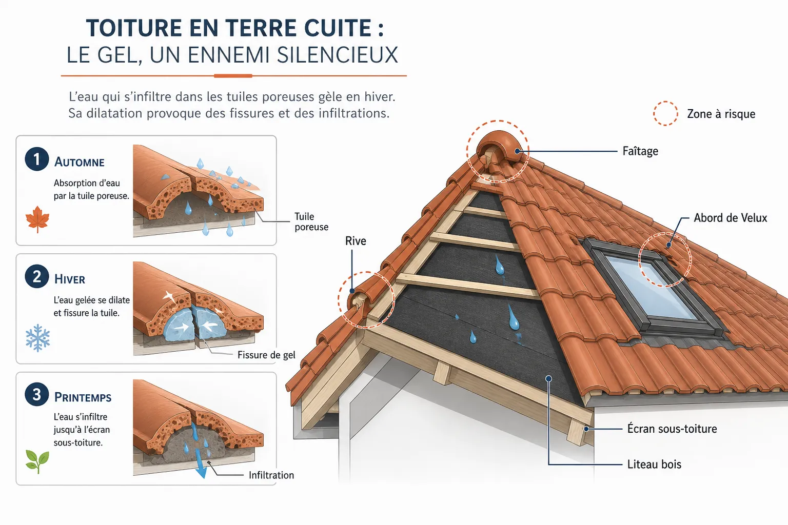 Tuiles cassées après le gel : que faire vraiment ?